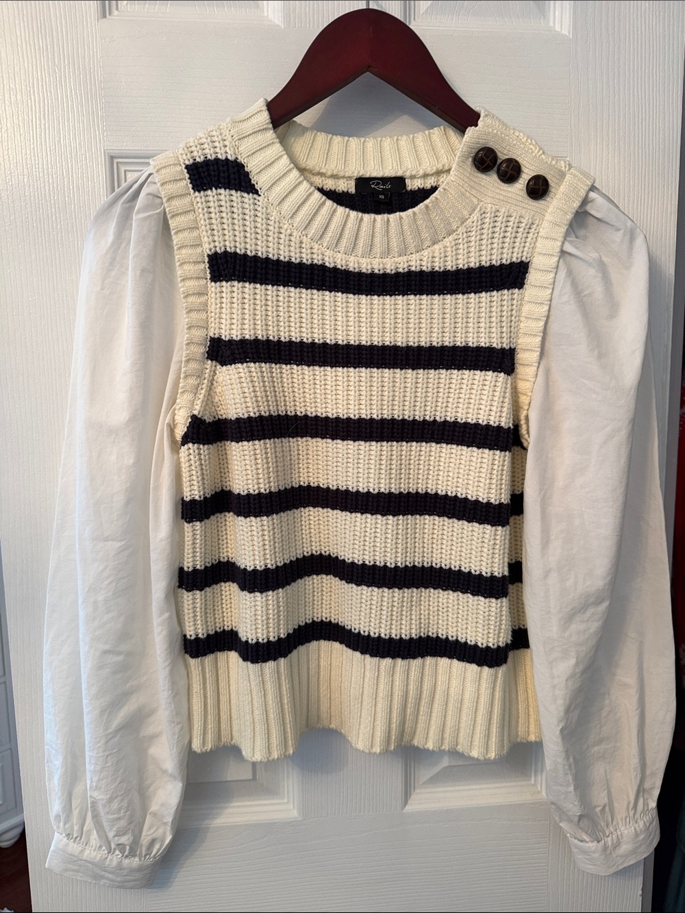 Rails Striped Sleeveless Knit Sweater Vest in Cream & Black